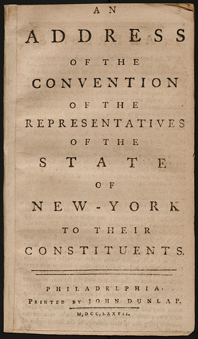 An Address of the Convention of Representatives of the State of New York to Their Constituents, December 23, 1776