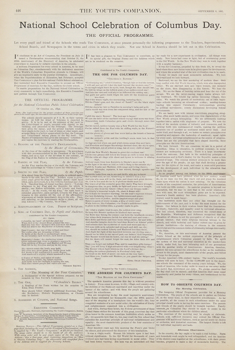 First Printing of the Pledge of Allegiance to the Flag, 1892 page 1
