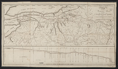 Map of the western part of the state of New York : shewing the route of a proposed canal from lake Erie to Hudson's River thumbnail page 1