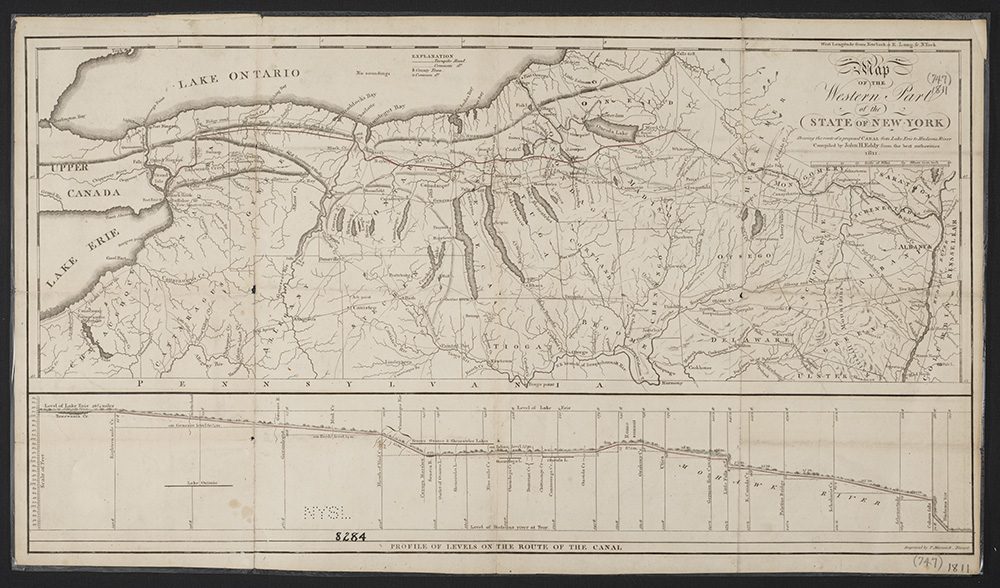 Map of the western part of the state of New York : shewing the route of a proposed canal from lake Erie to Hudson's River page 1