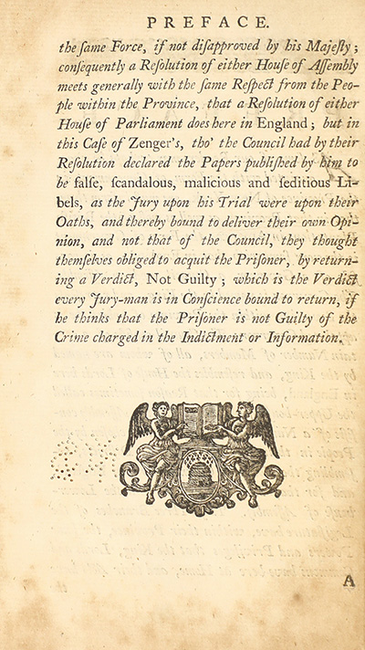 The trial of John Peter Zenger, of New-York, printer, who was tried and acquitted, for printing and publishing a libel against the government : with the pleadings and arguments on both sides thumbnail page 4