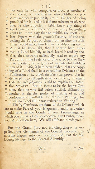 The trial of John Peter Zenger, of New-York, printer, who was tried and acquitted, for printing and publishing a libel against the government : with the pleadings and arguments on both sides thumbnail page 7