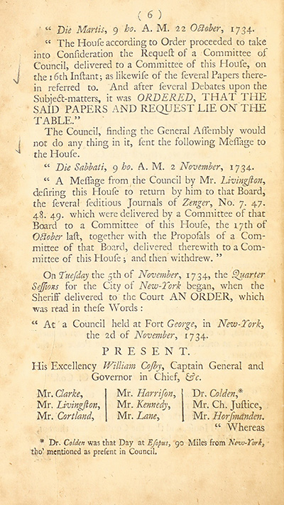 The trial of John Peter Zenger, of New-York, printer, who was tried and acquitted, for printing and publishing a libel against the government : with the pleadings and arguments on both sides thumbnail page 10