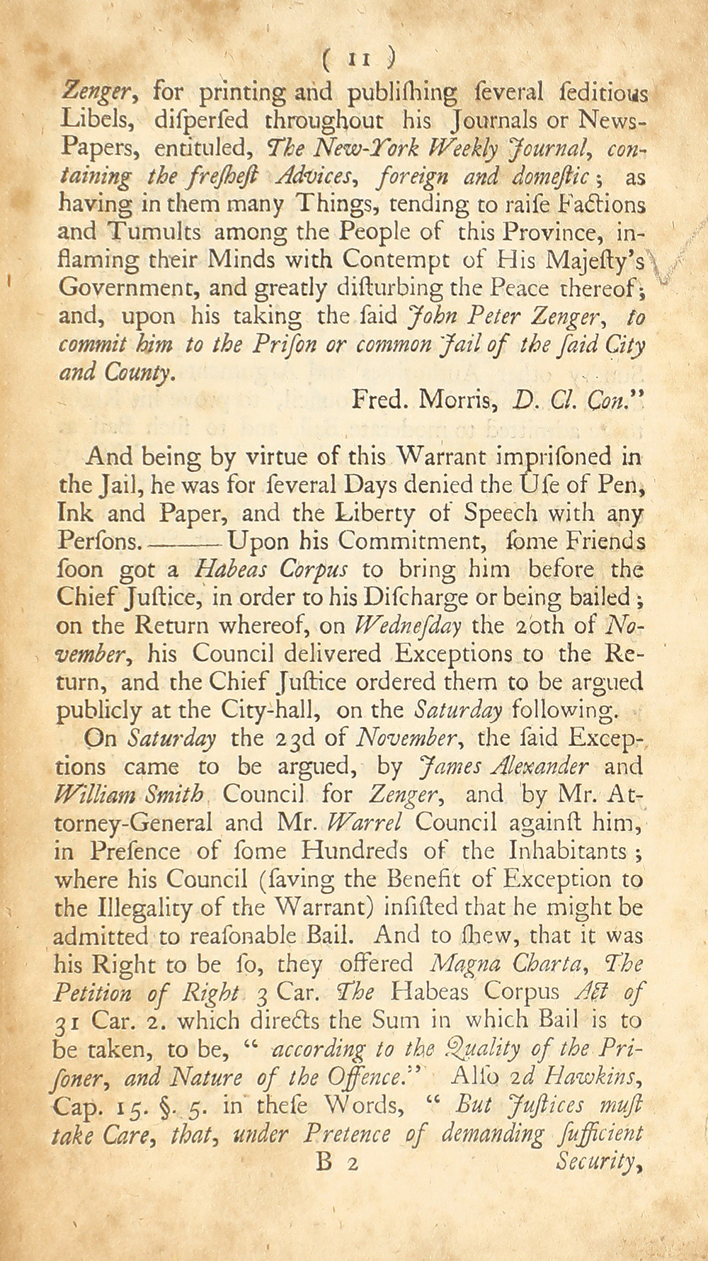 The trial of John Peter Zenger, of New-York, printer, who was tried and acquitted, for printing and publishing a libel against the government : with the pleadings and arguments on both sides page 15