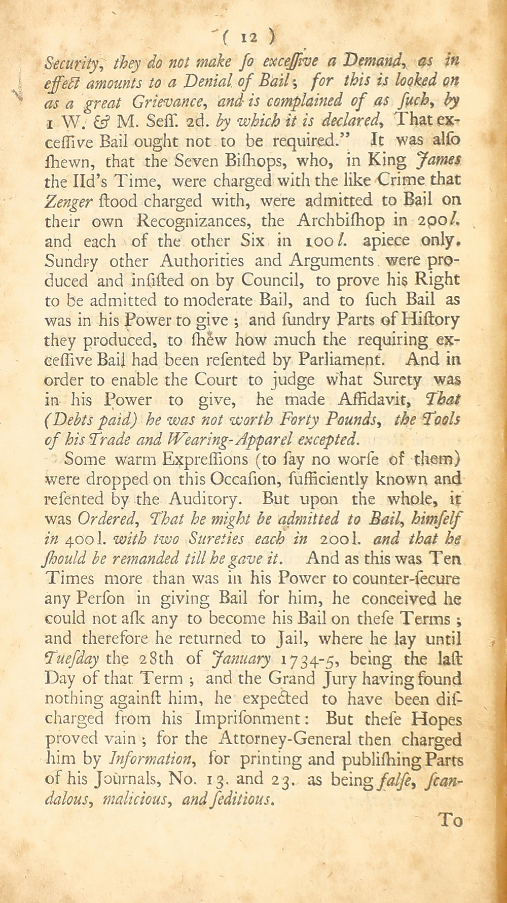 The trial of John Peter Zenger, of New-York, printer, who was tried and acquitted, for printing and publishing a libel against the government : with the pleadings and arguments on both sides page 16