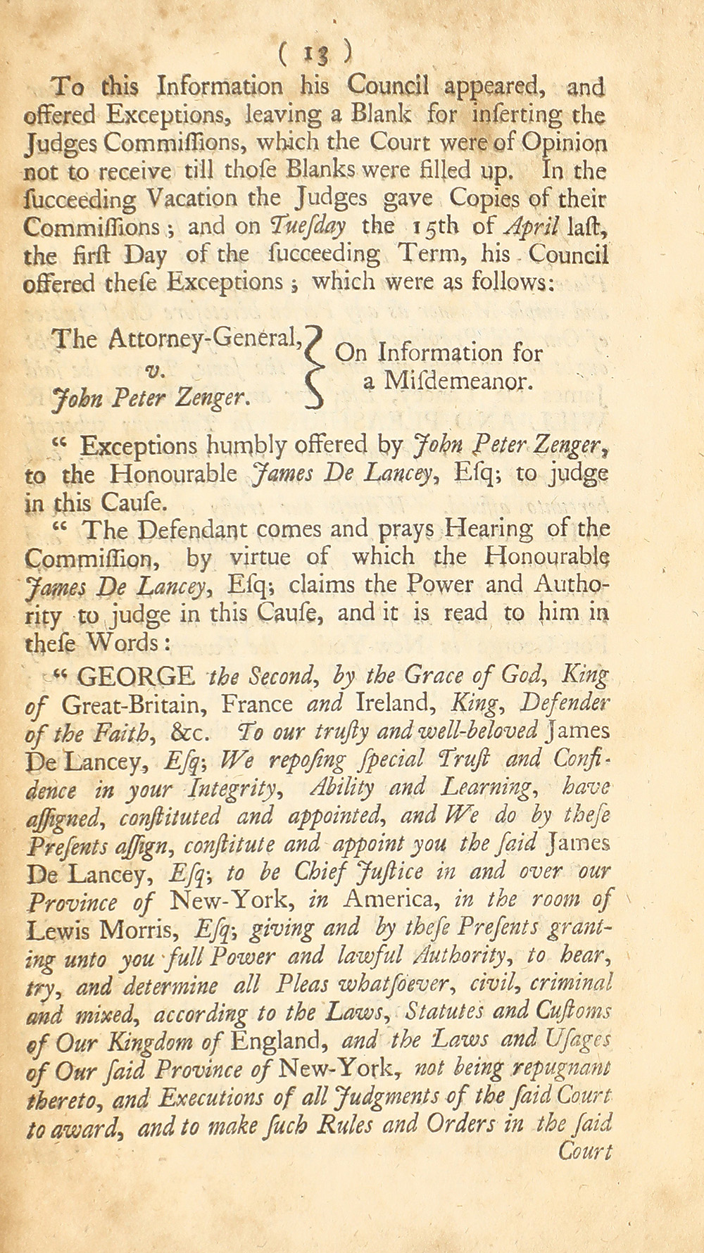 The trial of John Peter Zenger, of New-York, printer, who was tried and acquitted, for printing and publishing a libel against the government : with the pleadings and arguments on both sides page 17
