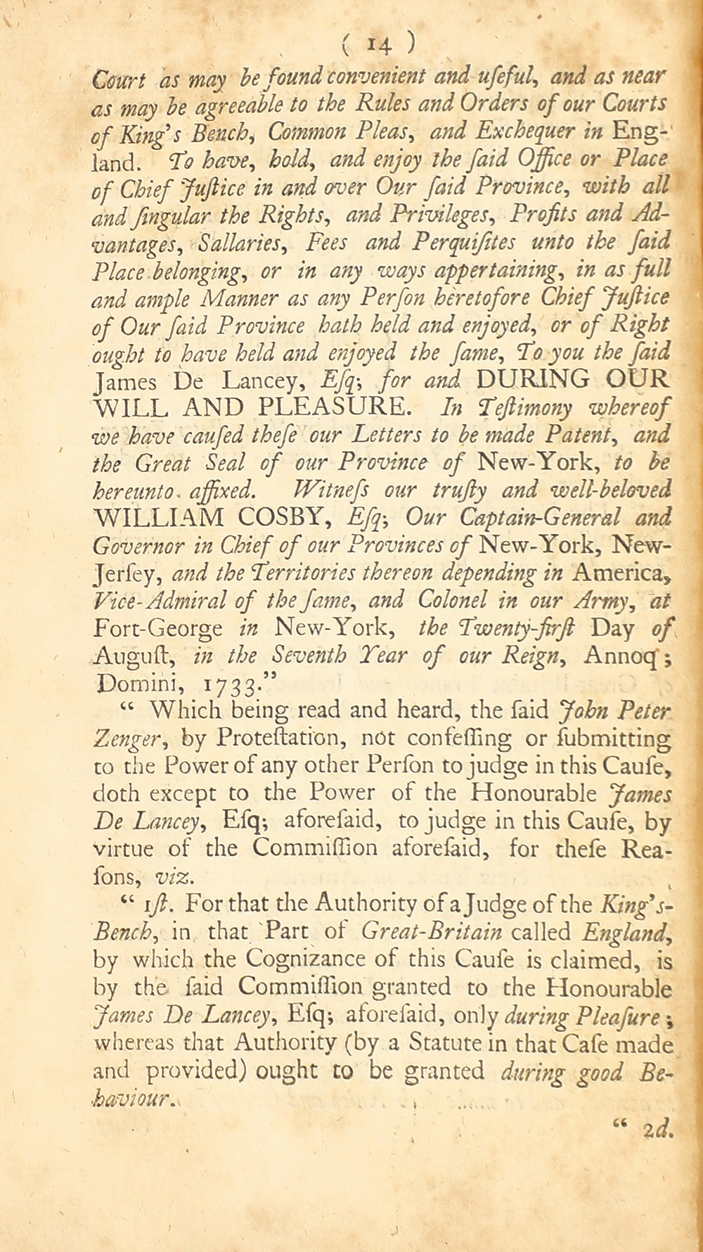 The trial of John Peter Zenger, of New-York, printer, who was tried and acquitted, for printing and publishing a libel against the government : with the pleadings and arguments on both sides page 18