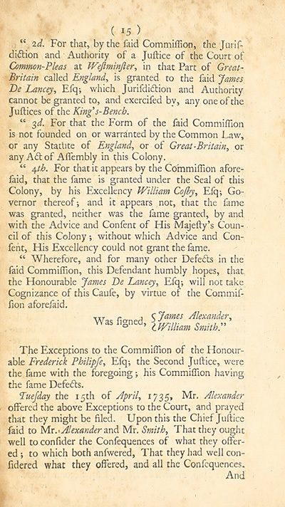The trial of John Peter Zenger, of New-York, printer, who was tried and acquitted, for printing and publishing a libel against the government : with the pleadings and arguments on both sides thumbnail page 19