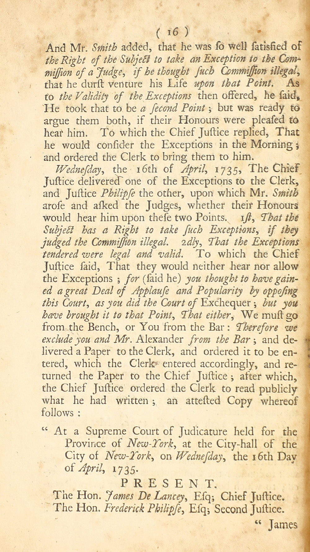 The trial of John Peter Zenger, of New-York, printer, who was tried and acquitted, for printing and publishing a libel against the government : with the pleadings and arguments on both sides page 20