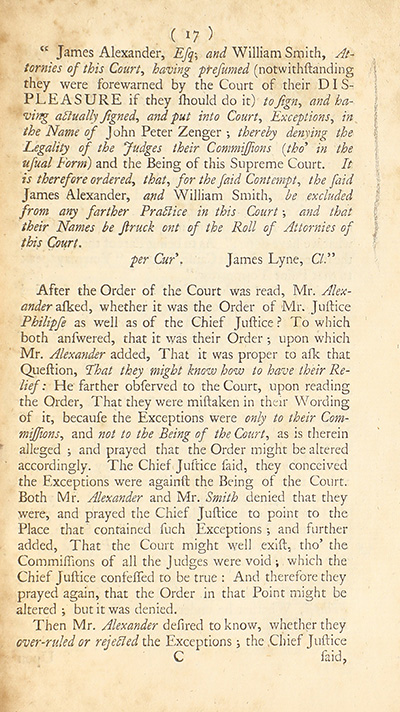 The trial of John Peter Zenger, of New-York, printer, who was tried and acquitted, for printing and publishing a libel against the government : with the pleadings and arguments on both sides thumbnail page 21
