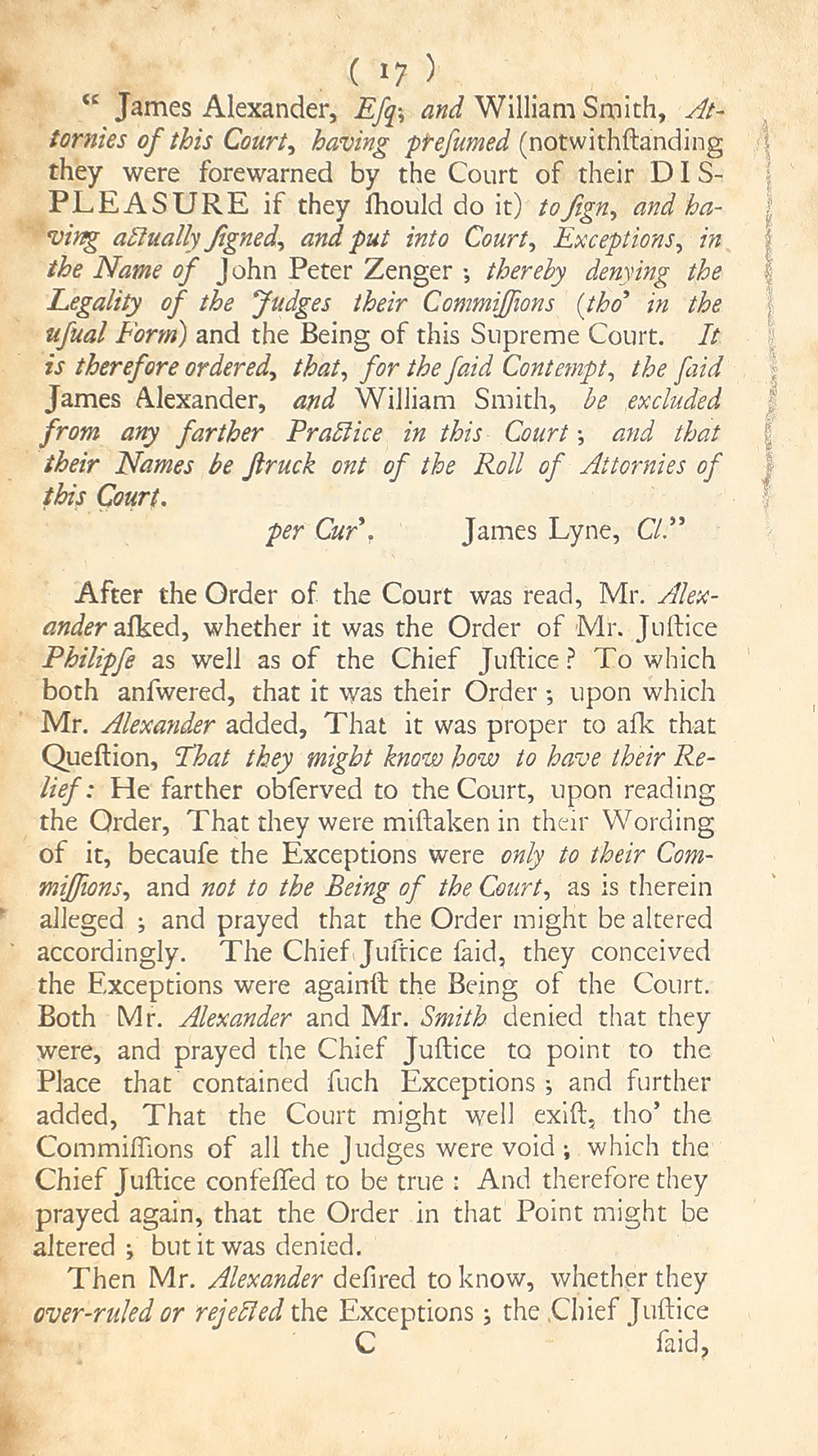 The trial of John Peter Zenger, of New-York, printer, who was tried and acquitted, for printing and publishing a libel against the government : with the pleadings and arguments on both sides page 21