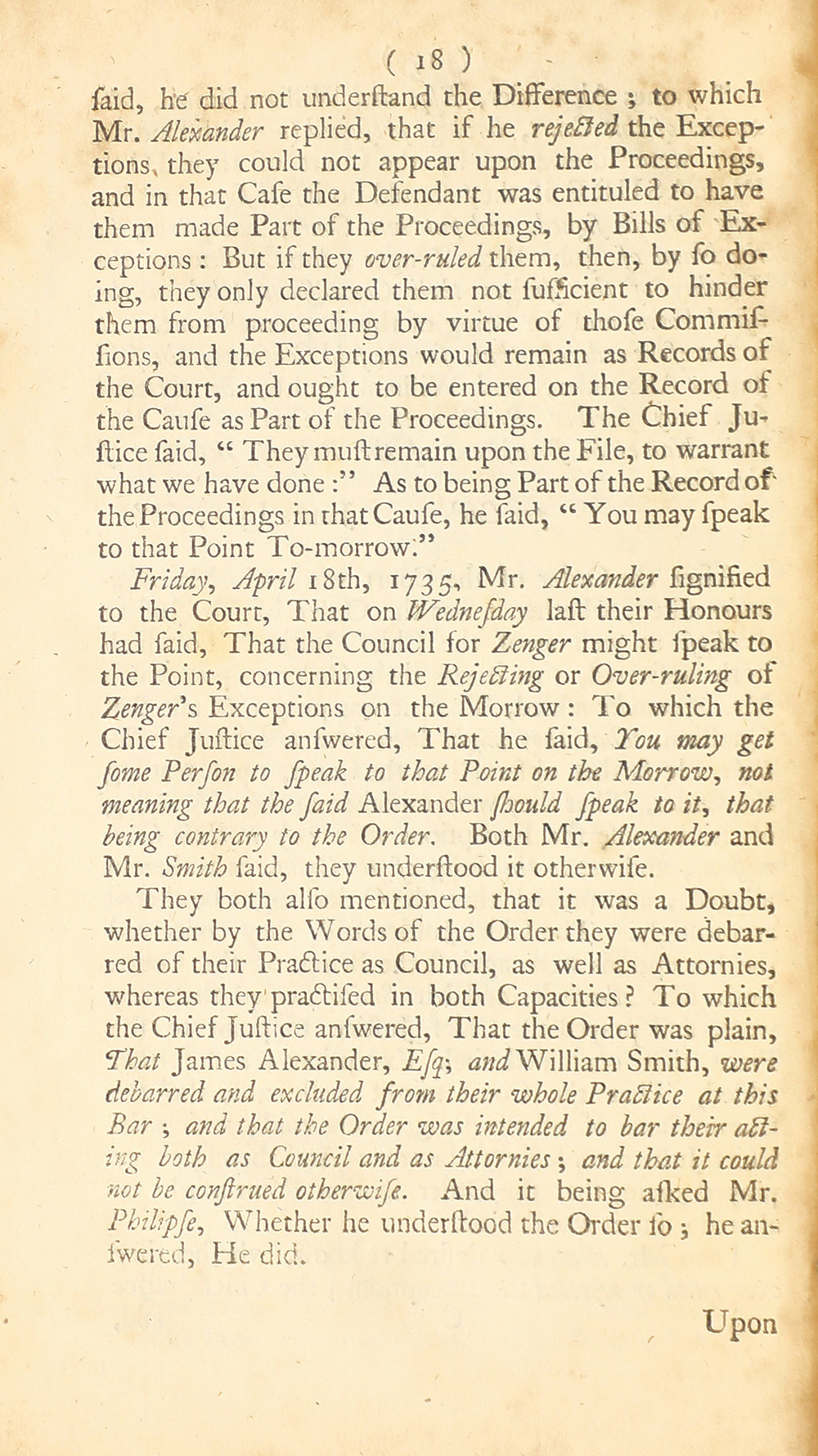 The trial of John Peter Zenger, of New-York, printer, who was tried and acquitted, for printing and publishing a libel against the government : with the pleadings and arguments on both sides page 22