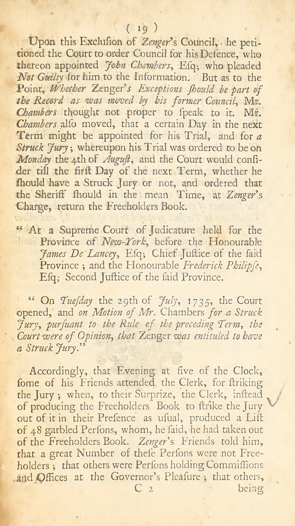 The trial of John Peter Zenger, of New-York, printer, who was tried and acquitted, for printing and publishing a libel against the government : with the pleadings and arguments on both sides page 23