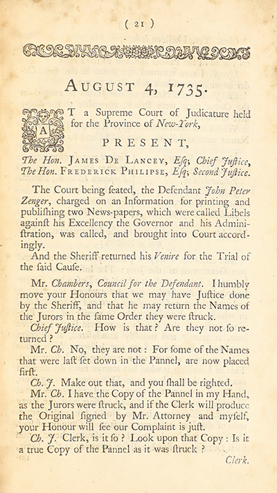 The trial of John Peter Zenger, of New-York, printer, who was tried and acquitted, for printing and publishing a libel against the government : with the pleadings and arguments on both sides thumbnail page 25