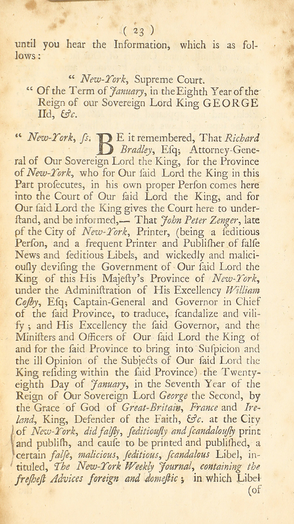 The trial of John Peter Zenger, of New-York, printer, who was tried and acquitted, for printing and publishing a libel against the government : with the pleadings and arguments on both sides page 27