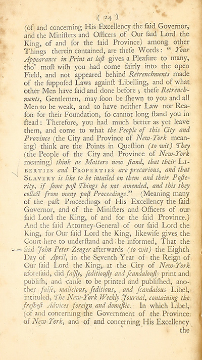 The trial of John Peter Zenger, of New-York, printer, who was tried and acquitted, for printing and publishing a libel against the government : with the pleadings and arguments on both sides thumbnail page 28