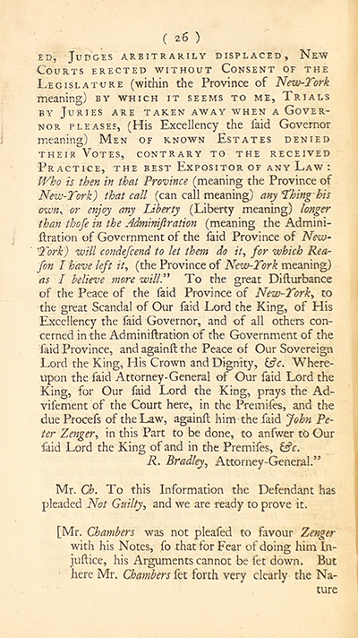 The trial of John Peter Zenger, of New-York, printer, who was tried and acquitted, for printing and publishing a libel against the government : with the pleadings and arguments on both sides thumbnail page 30