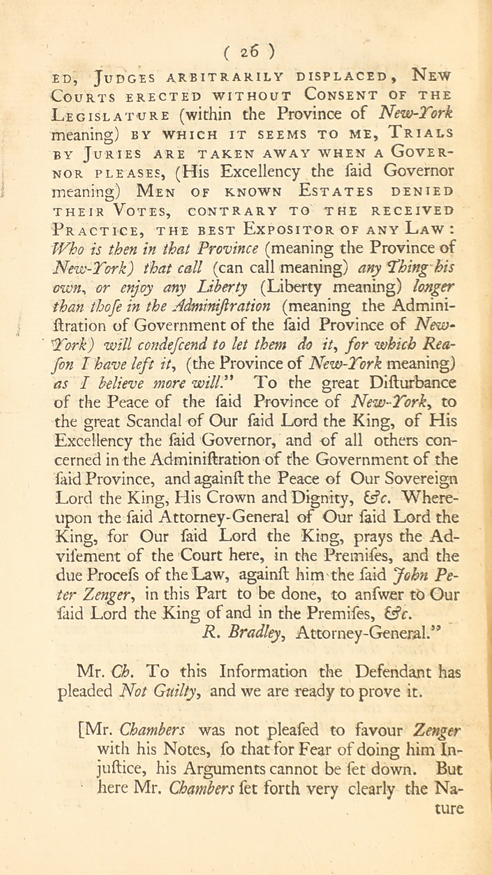 The trial of John Peter Zenger, of New-York, printer, who was tried and acquitted, for printing and publishing a libel against the government : with the pleadings and arguments on both sides page 30