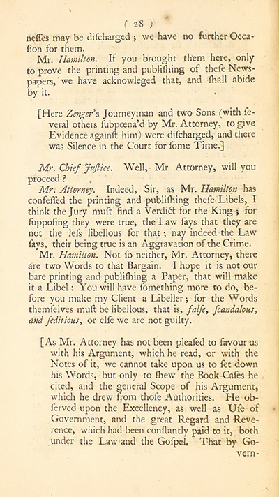 The trial of John Peter Zenger, of New-York, printer, who was tried and acquitted, for printing and publishing a libel against the government : with the pleadings and arguments on both sides thumbnail page 32