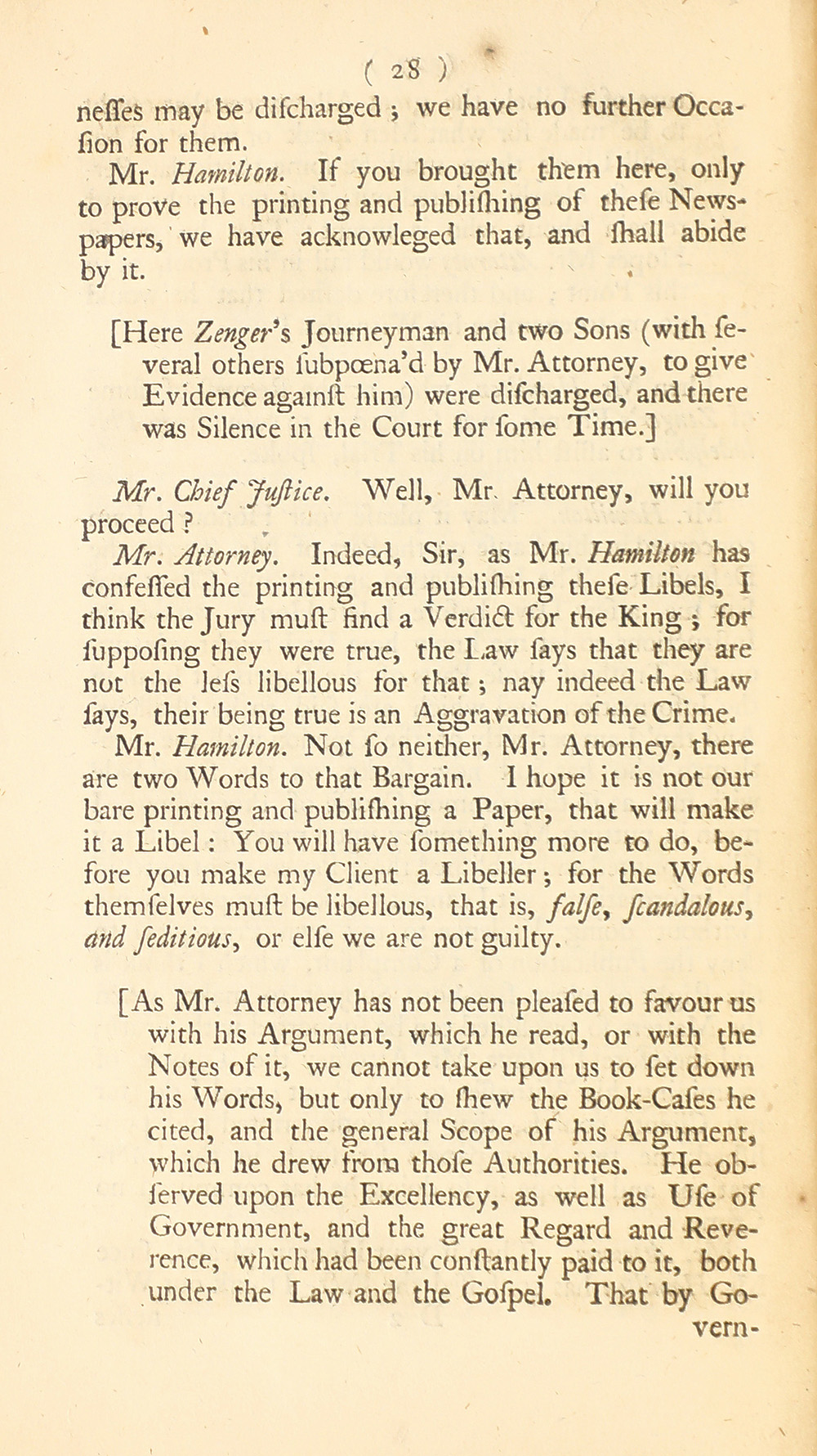 The trial of John Peter Zenger, of New-York, printer, who was tried and acquitted, for printing and publishing a libel against the government : with the pleadings and arguments on both sides page 32