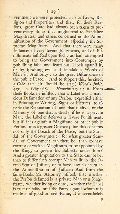 The trial of John Peter Zenger, of New-York, printer, who was tried and acquitted, for printing and publishing a libel against the government : with the pleadings and arguments on both sides thumbnail page 33