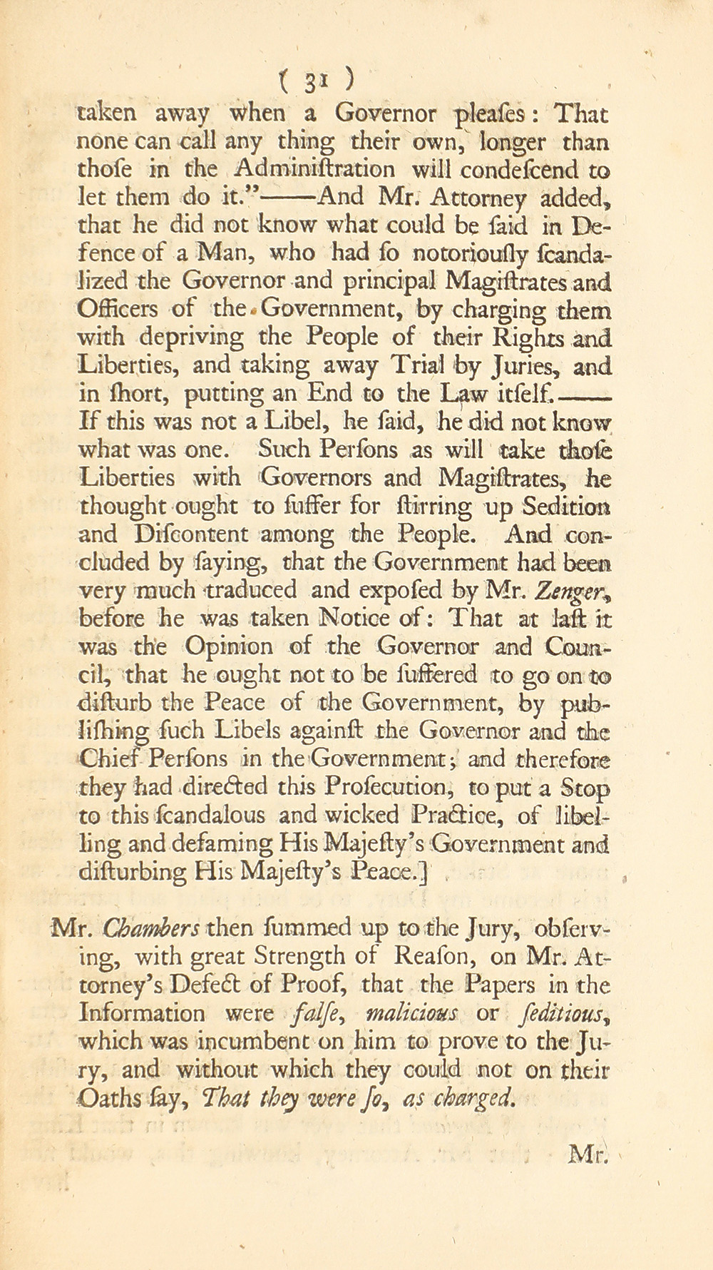 The trial of John Peter Zenger, of New-York, printer, who was tried and acquitted, for printing and publishing a libel against the government : with the pleadings and arguments on both sides page 35