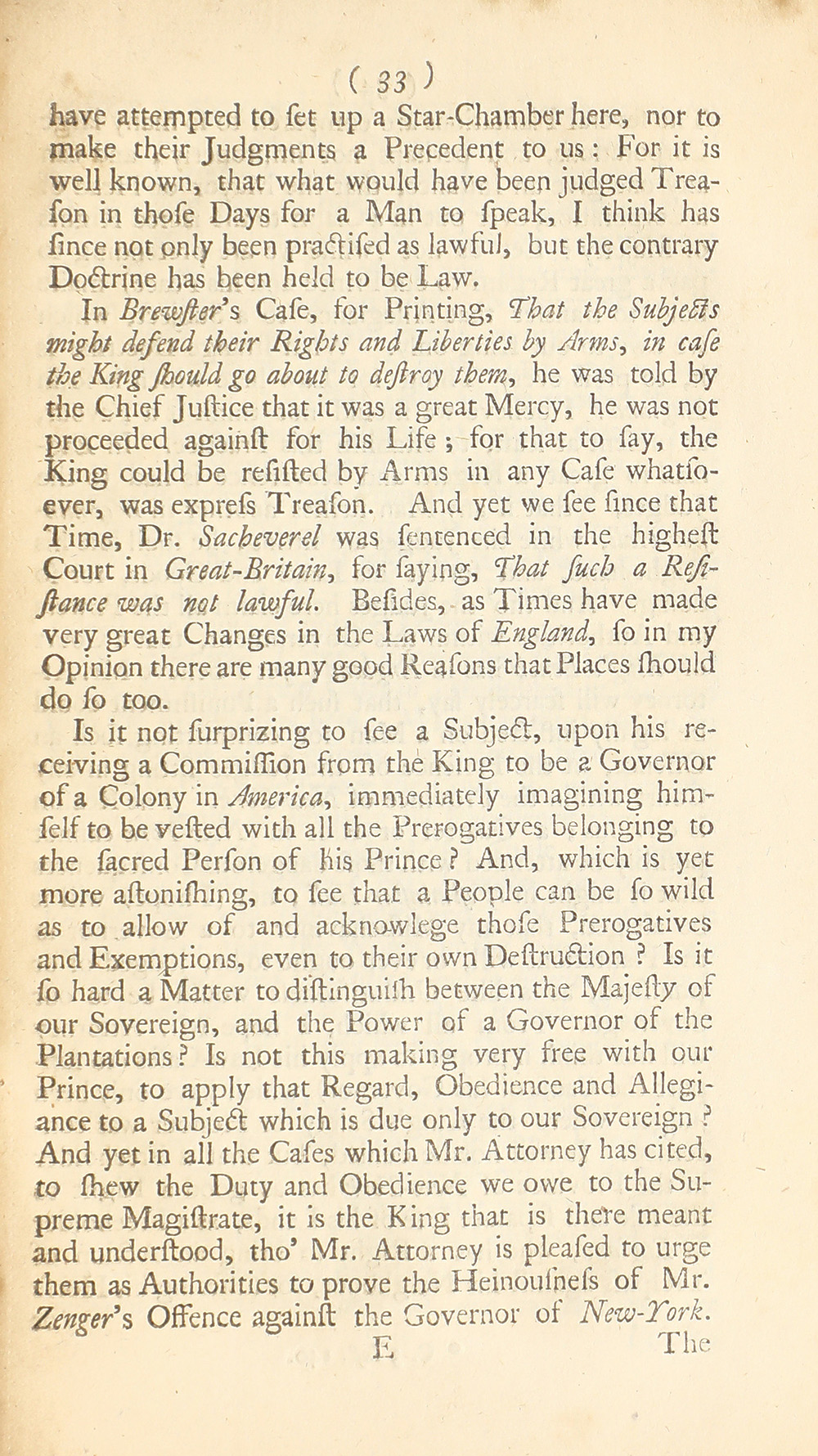 The trial of John Peter Zenger, of New-York, printer, who was tried and acquitted, for printing and publishing a libel against the government : with the pleadings and arguments on both sides page 37