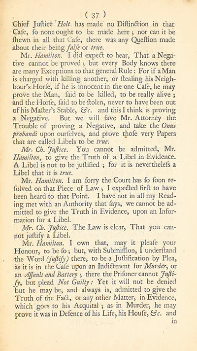 The trial of John Peter Zenger, of New-York, printer, who was tried and acquitted, for printing and publishing a libel against the government : with the pleadings and arguments on both sides thumbnail page 41