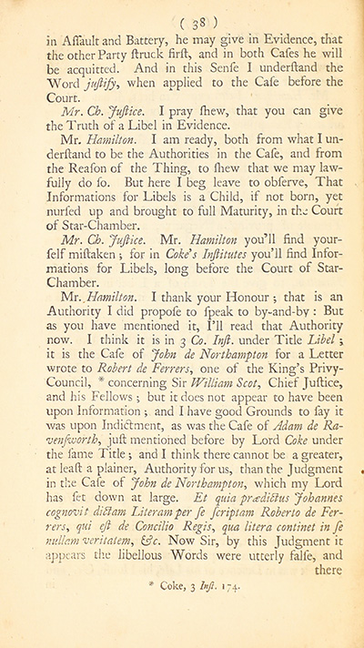 The trial of John Peter Zenger, of New-York, printer, who was tried and acquitted, for printing and publishing a libel against the government : with the pleadings and arguments on both sides thumbnail page 42
