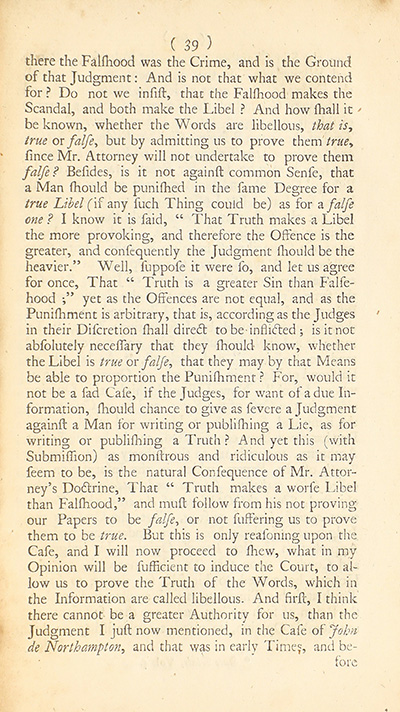 The trial of John Peter Zenger, of New-York, printer, who was tried and acquitted, for printing and publishing a libel against the government : with the pleadings and arguments on both sides thumbnail page 43