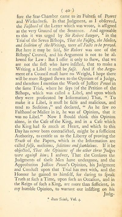 The trial of John Peter Zenger, of New-York, printer, who was tried and acquitted, for printing and publishing a libel against the government : with the pleadings and arguments on both sides thumbnail page 44