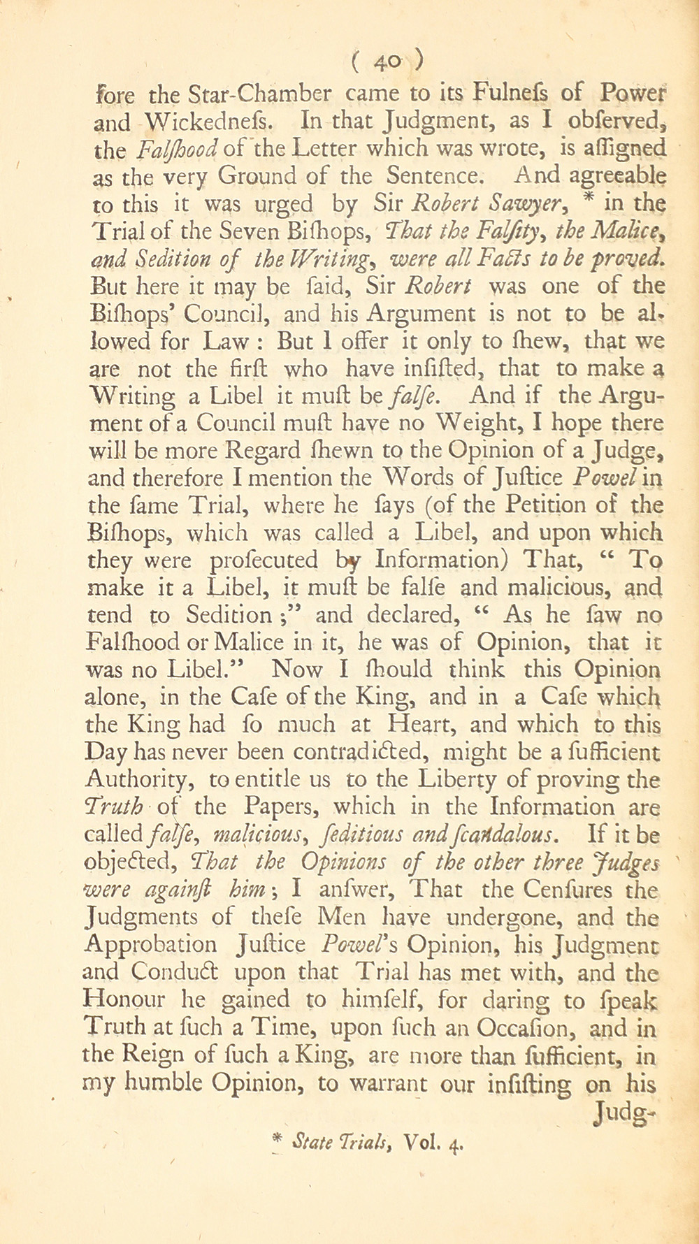 The trial of John Peter Zenger, of New-York, printer, who was tried and acquitted, for printing and publishing a libel against the government : with the pleadings and arguments on both sides page 44