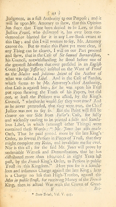 The trial of John Peter Zenger, of New-York, printer, who was tried and acquitted, for printing and publishing a libel against the government : with the pleadings and arguments on both sides thumbnail page 45