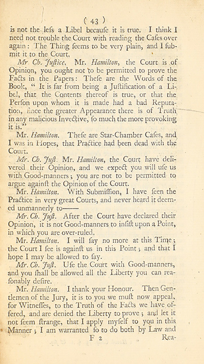 The trial of John Peter Zenger, of New-York, printer, who was tried and acquitted, for printing and publishing a libel against the government : with the pleadings and arguments on both sides thumbnail page 47
