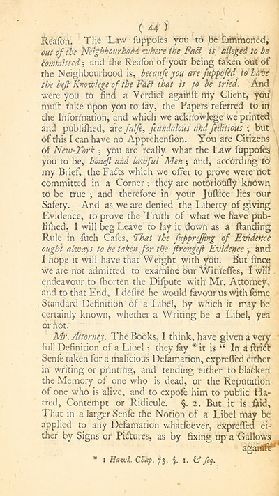 The trial of John Peter Zenger, of New-York, printer, who was tried and acquitted, for printing and publishing a libel against the government : with the pleadings and arguments on both sides thumbnail page 48