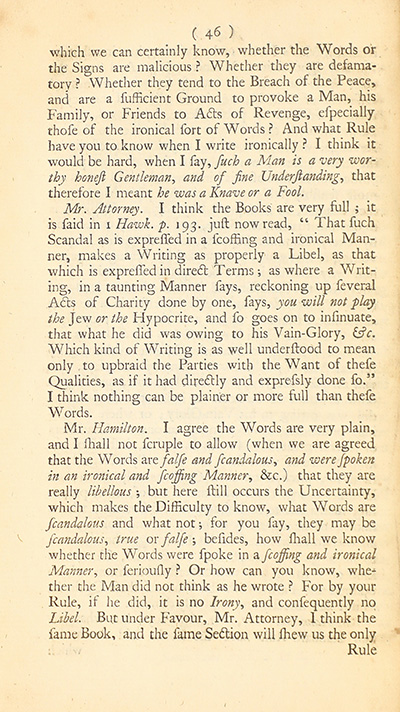 The trial of John Peter Zenger, of New-York, printer, who was tried and acquitted, for printing and publishing a libel against the government : with the pleadings and arguments on both sides thumbnail page 50