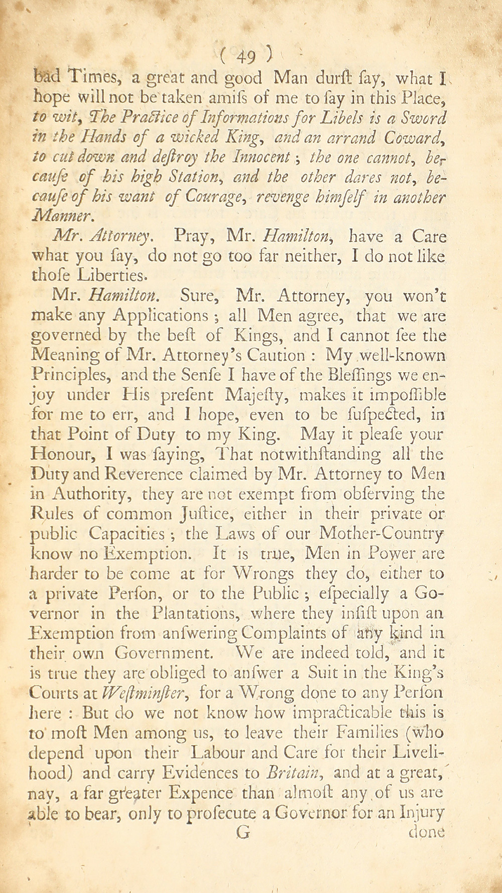 The trial of John Peter Zenger, of New-York, printer, who was tried and acquitted, for printing and publishing a libel against the government : with the pleadings and arguments on both sides page 53