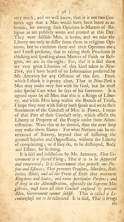 The trial of John Peter Zenger, of New-York, printer, who was tried and acquitted, for printing and publishing a libel against the government : with the pleadings and arguments on both sides thumbnail page 62