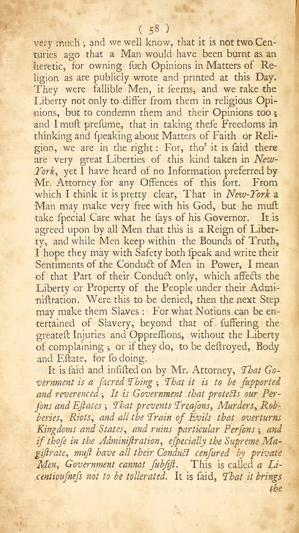 The trial of John Peter Zenger, of New-York, printer, who was tried and acquitted, for printing and publishing a libel against the government : with the pleadings and arguments on both sides page 62
