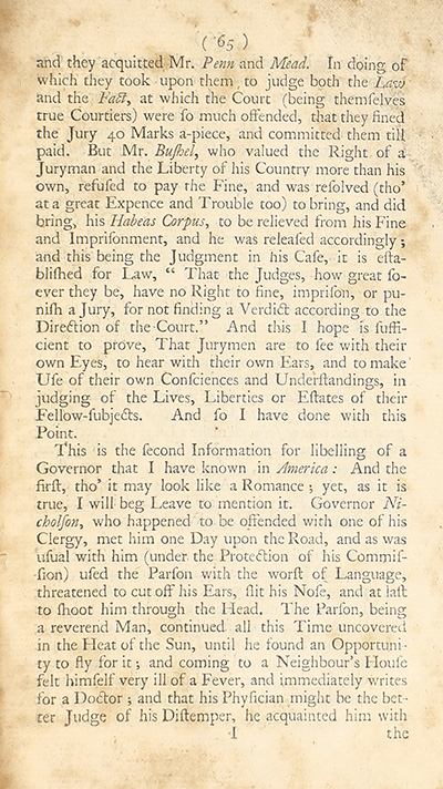The trial of John Peter Zenger, of New-York, printer, who was tried and acquitted, for printing and publishing a libel against the government : with the pleadings and arguments on both sides thumbnail page 69