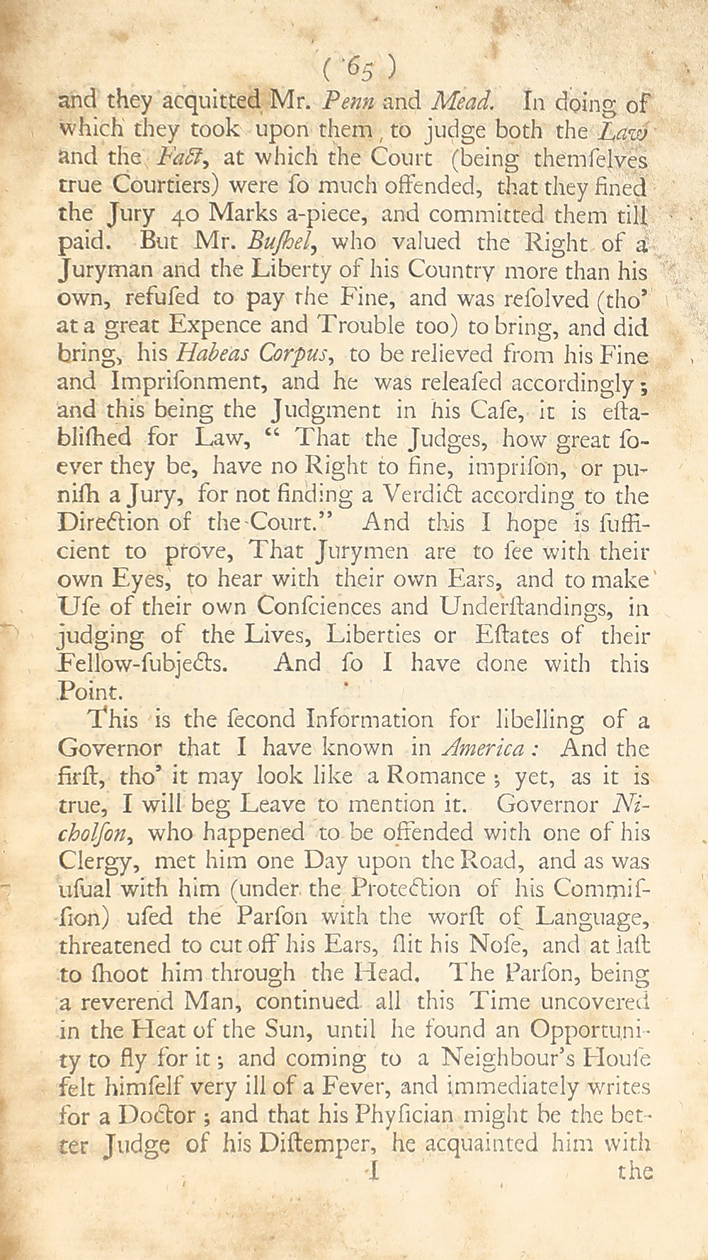 The trial of John Peter Zenger, of New-York, printer, who was tried and acquitted, for printing and publishing a libel against the government : with the pleadings and arguments on both sides page 69