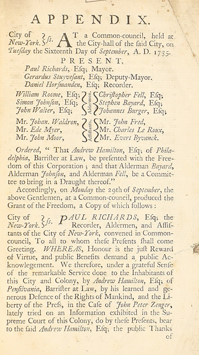 The trial of John Peter Zenger, of New-York, printer, who was tried and acquitted, for printing and publishing a libel against the government : with the pleadings and arguments on both sides thumbnail page 79