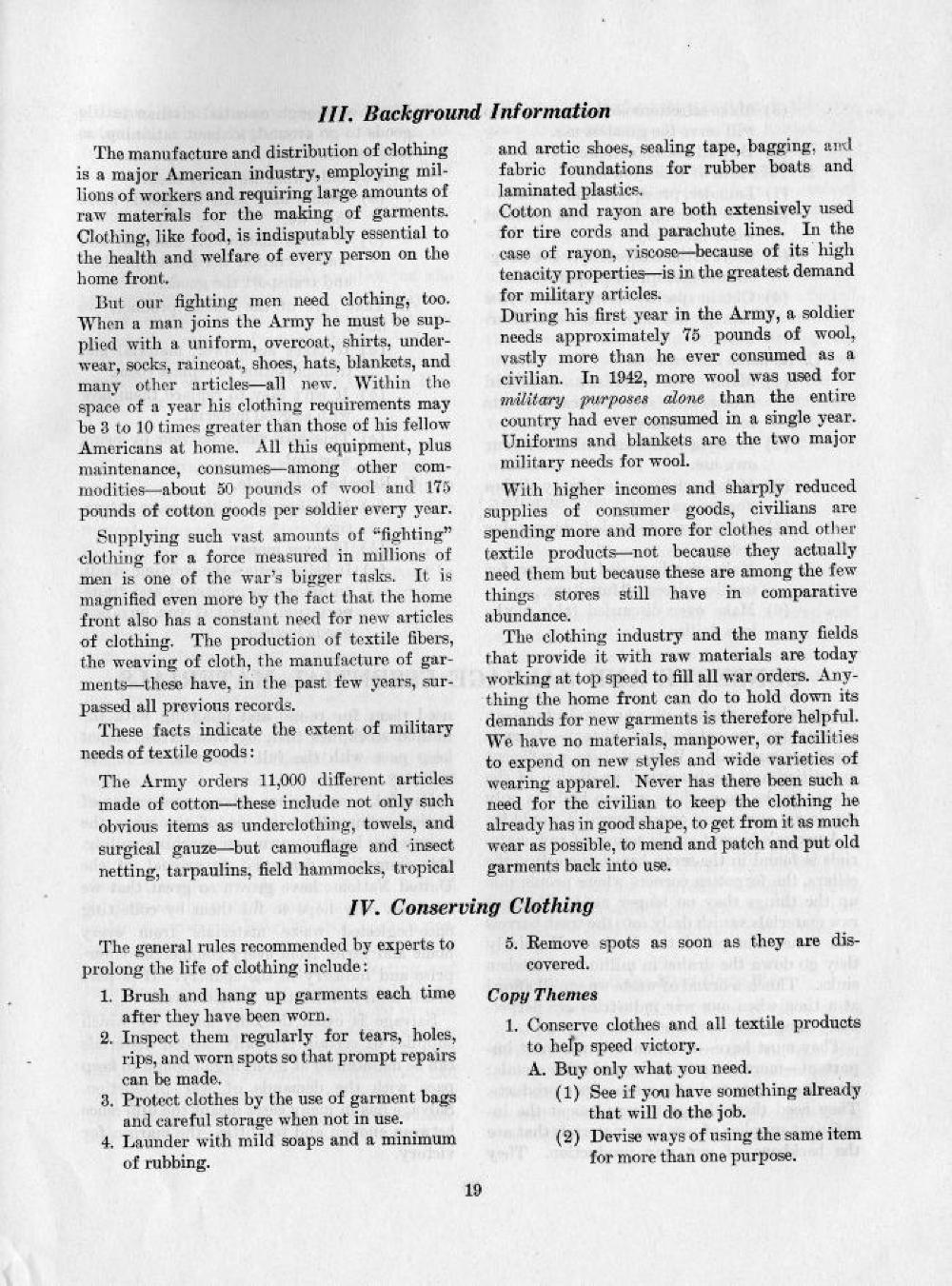 Conserving Clothing, Fight Waste Booklet, page 19, 1944 page 1