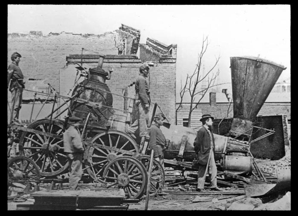 Crippled Locomotive in Richmond, 1860s page 1
