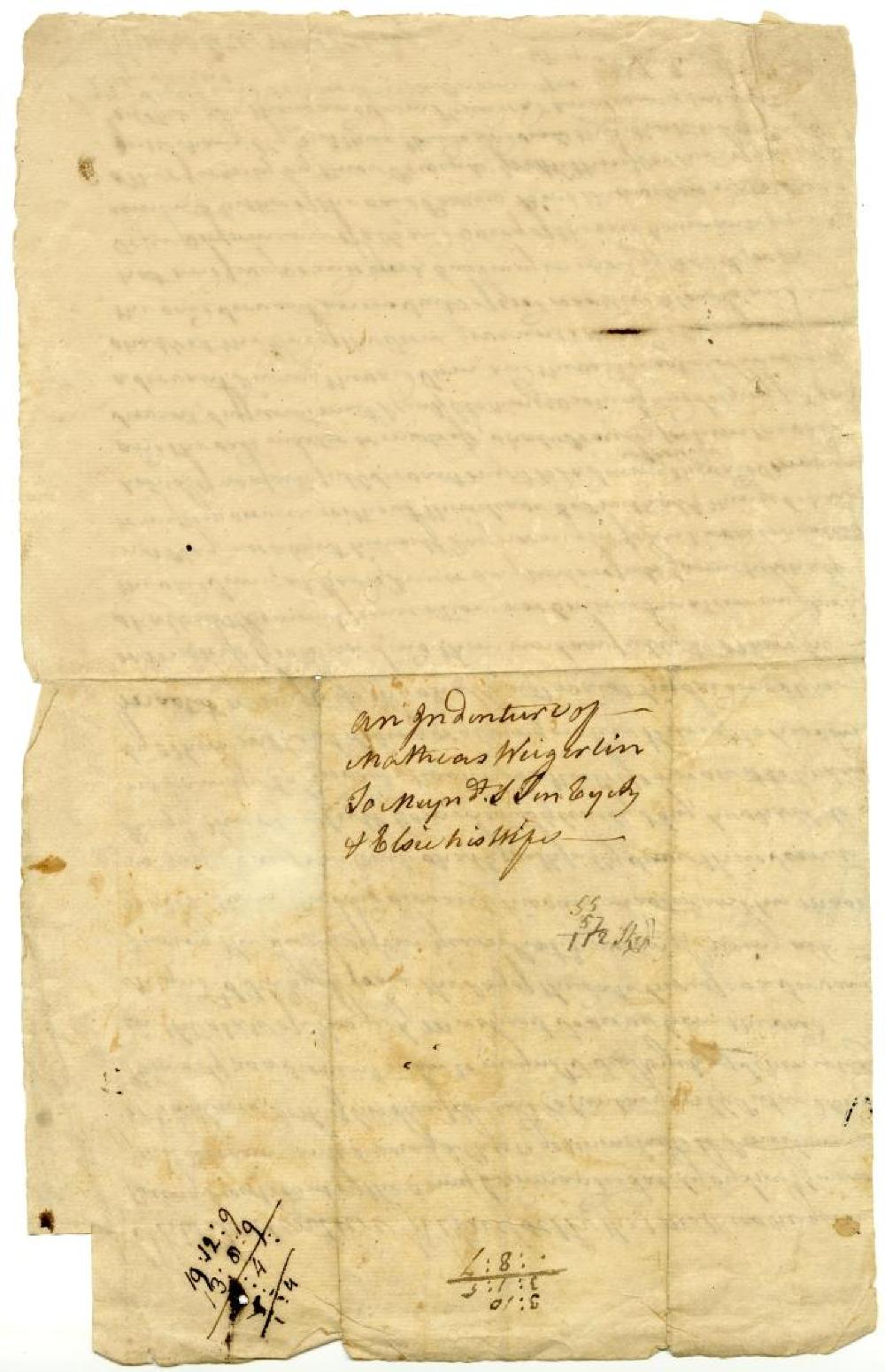 Indenture of Matheas Wirgerlin, Schenectady, October 28, 1777 page 2
