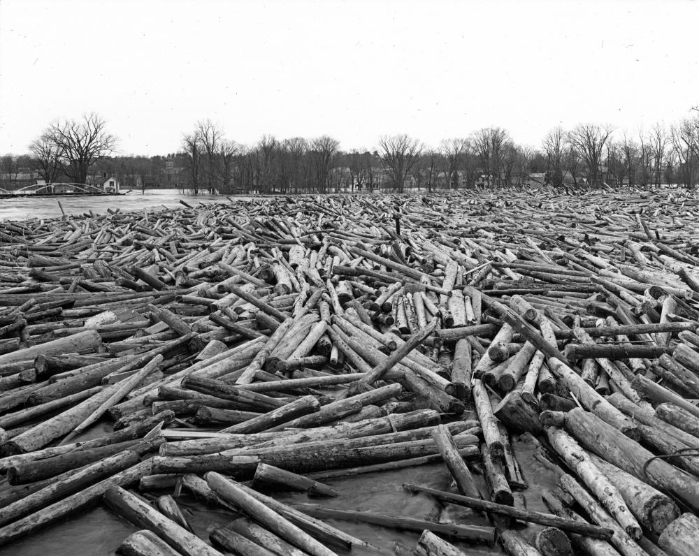 Log Jam above the D&H.R.R. Bridge, Fort Edward, NY, 1913 page 1