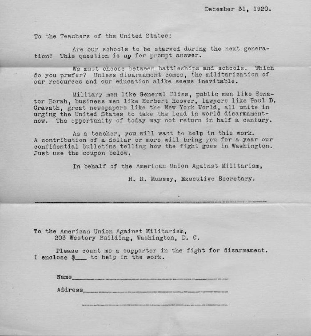 Anti-Militarism, December 31, 1920 page 1