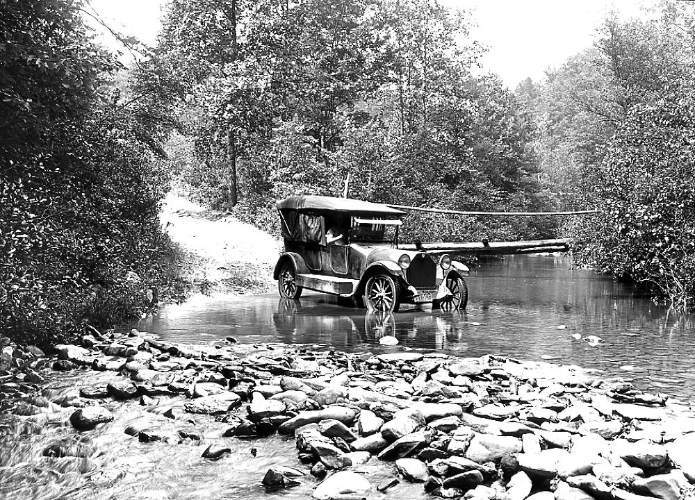 Automobile Crossing a Stream, near Glasgow, 1920 page 1