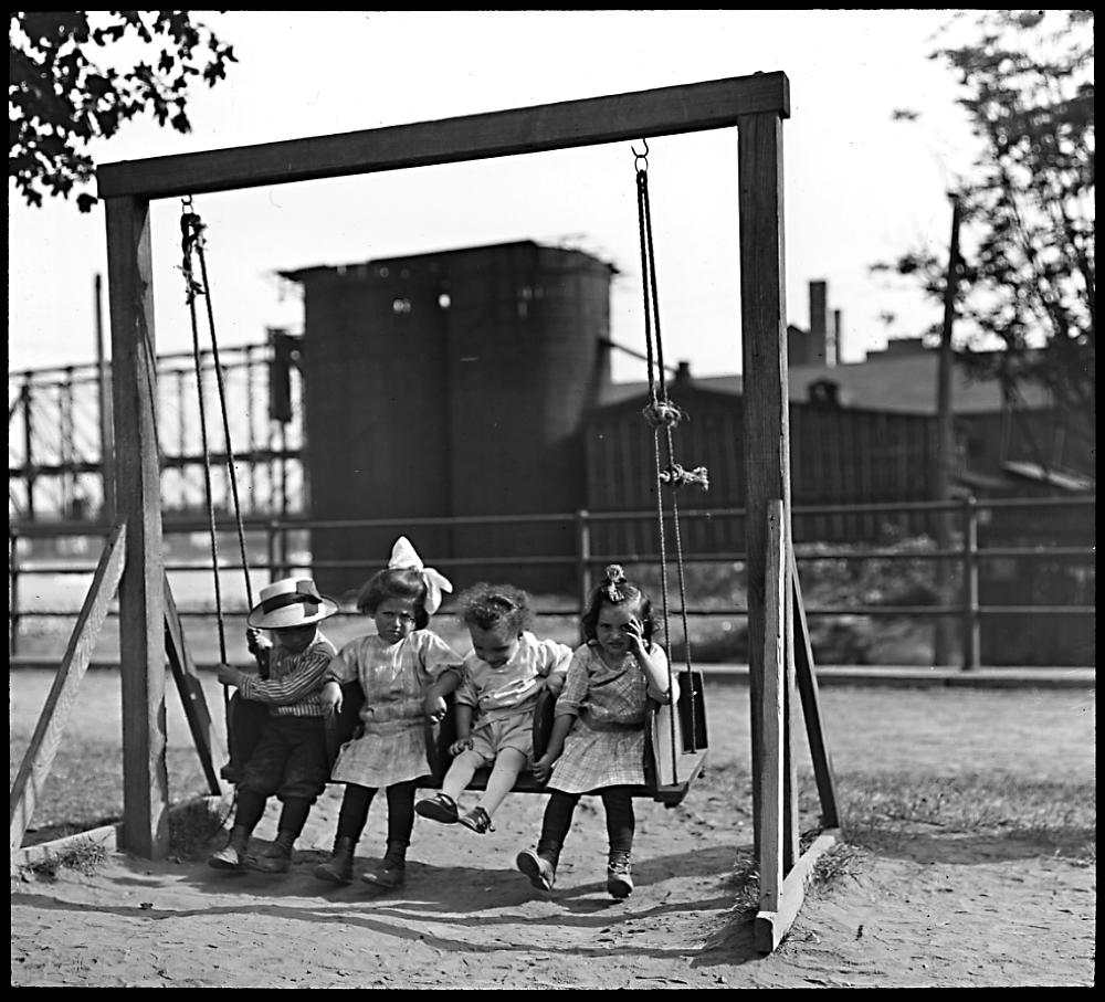 Children Sit on a Bench Swing, Albany, 1912 page 1