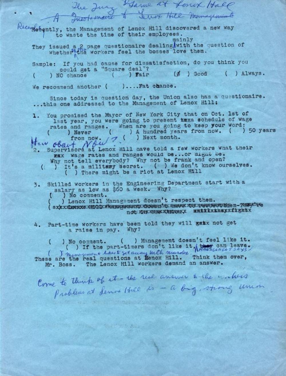 The Quiz Game at Lenox Hill Hospital, Drug and Hospital Employees Union 1190, 1960 page 2